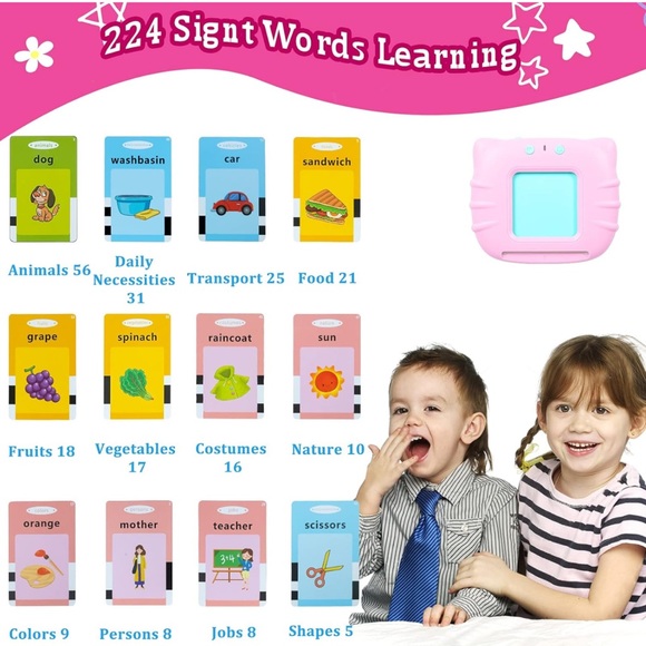 PINK 224 Sight Words Talking Flash Cards - Picture 15 of 15